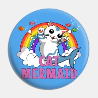 Cat Mermaid Rainbow Pin