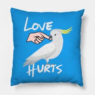 Love Hurts Cockatoo Parrot Biting Finger Pillow