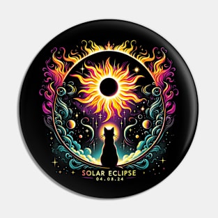 Totality April 8 2024 Solar Eclipse Cat Lover Astronomy Gift For Men Women kids Pin