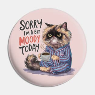 cool illustration of a Persian cat Exotic Shorthair drinking coffee Pin