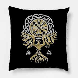 Vegvisir and Phoenix bird Pillow