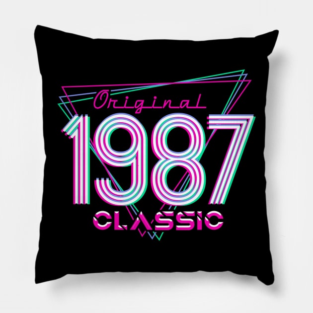 Born In 1987 Throwback Birthday Pillow by PinkInkArt