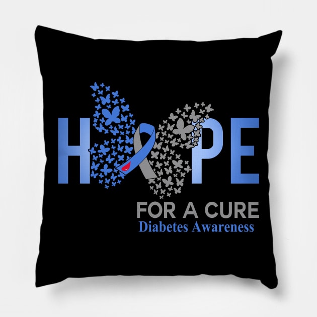 Hope For A Cure  Butterfly Gift diabetes Awareness Pillow by HomerNewbergereq