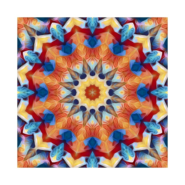 primary coloured hexagonal kaleidoscope floral fantasy design by mister-john