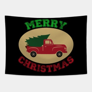 Merry Christmas Jeep Tree Pick up truck tree Christmas Jeep Lover Tapestry