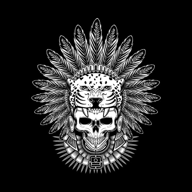 Warrior Skull Native Mexica by Watermelon Wearing Sunglasses