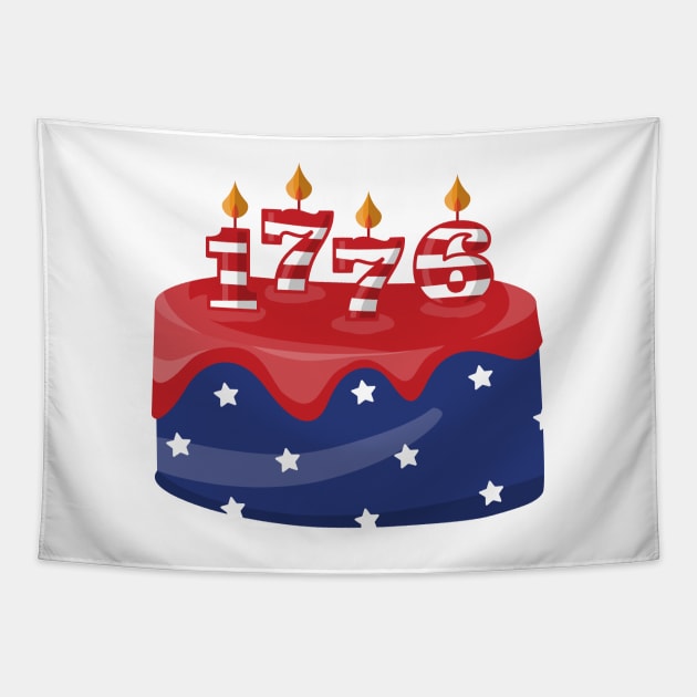 4th of July Happy Birthday America cake American Flag Gift Tapestry by Ramadangonim