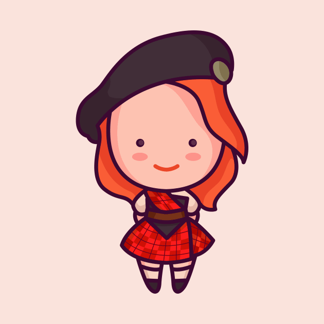 Cute Scottish Girl with Traditional Tartan by SLAG_Creative