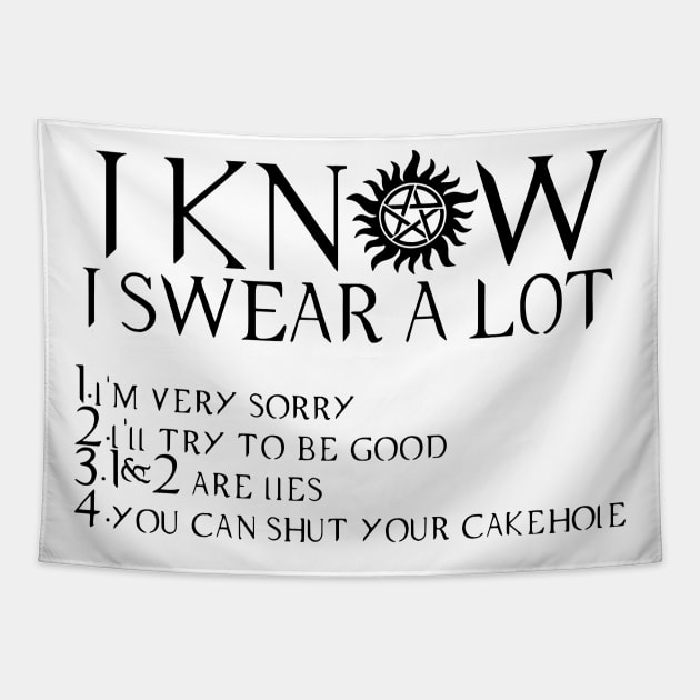 I KNOW I SWEAR A LOT Tapestry by Den Tbd