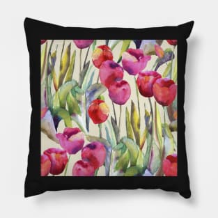 Watercolor tulips Pillow