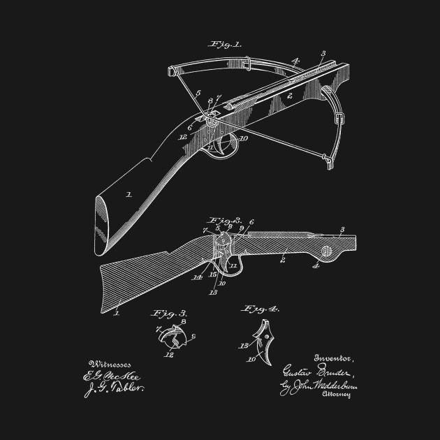 Crossbow Vintage Patent Hand Drawing by TheYoungDesigns