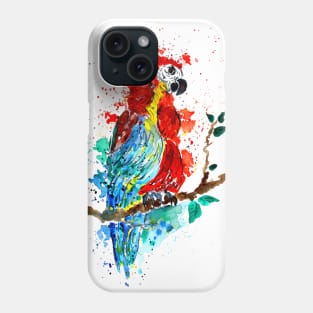Ara Macaw Watercolor Parrot Phone Case