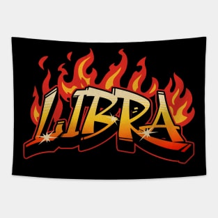 Libra Zodiac Retro Flames Birthday Tapestry