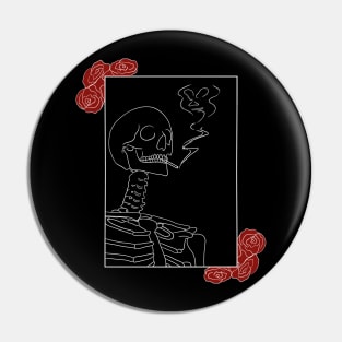 Smoking Skeleton With Roses | Death | Halloween Pin