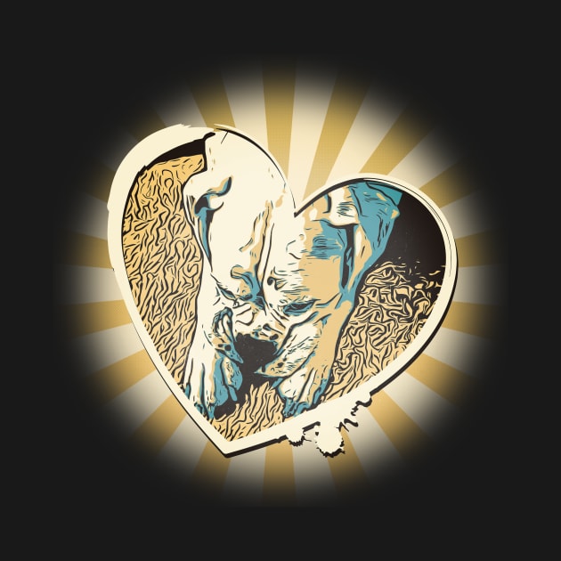 Vintage Sad White Boxer Heart by TAS Illustrations and More