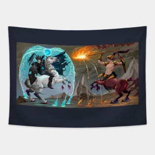 Dark elf and centaur Tapestry