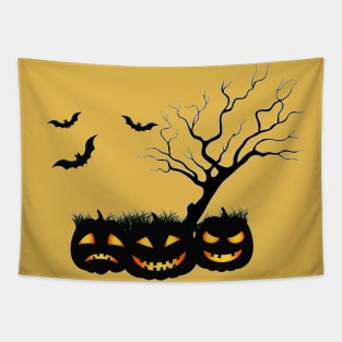 Halloween Season Scary Pumking Evil Tree Tapestry