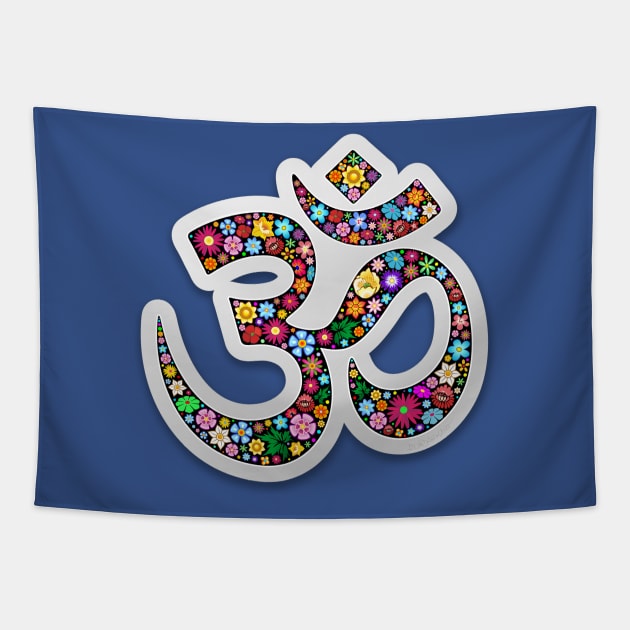 Namaste Yoga Floral Symbol Tapestry by BluedarkArt