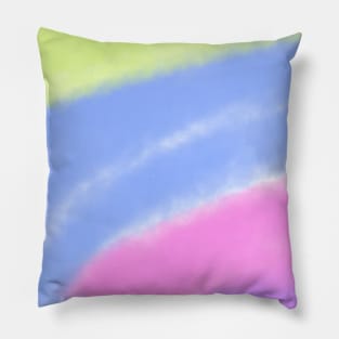 Blue pink green yellow watercolor abstract art Pillow