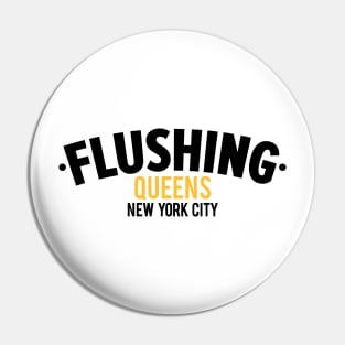 Flushing Queens Logo - A Minimalist Ode to Borough's Vibrant Heart Pin