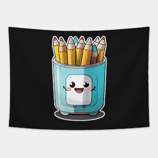 Back to school happy face pencil holder Tapestry