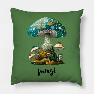 Fungi Mushrooms and  Moss Pillow