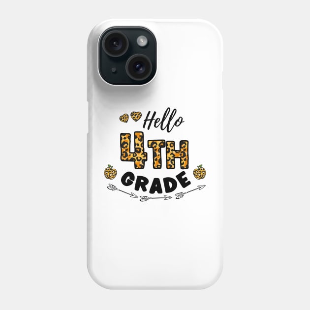 Hello 4th Grade Leopard Back To School Phone Case by Centorinoruben.Butterfly