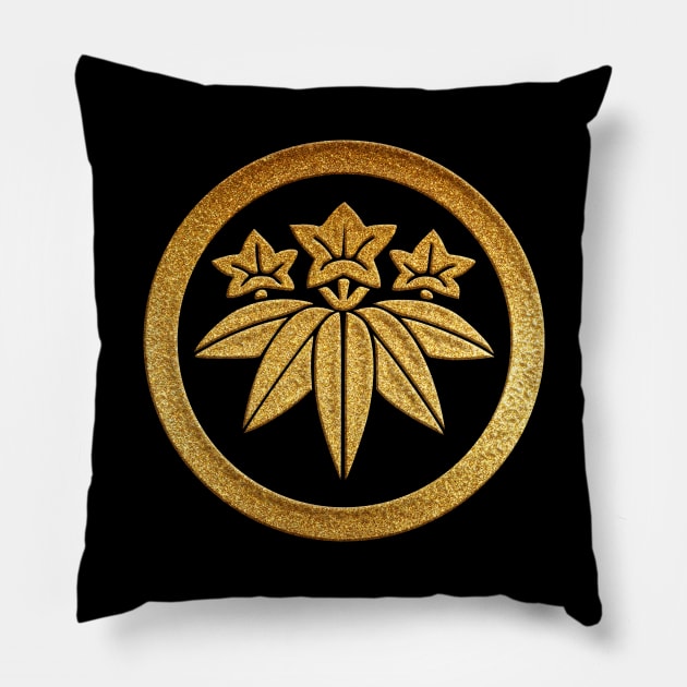 Gold Maruni Sasa Rindo Kamon Pillow by Takeda_Art