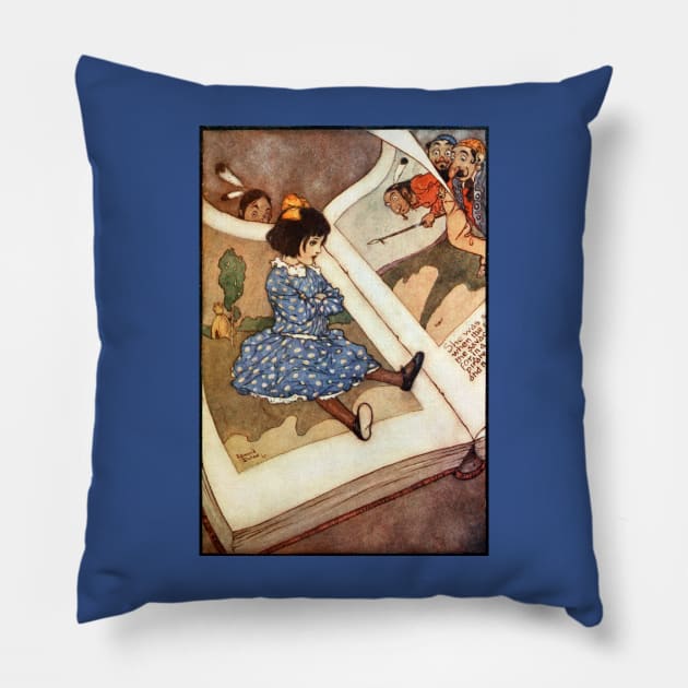 The Little Girl in a Book - Edmund Dulac Pillow by forgottenbeauty