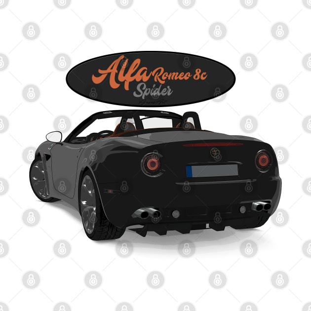 ALFA ROMEO 8C SPIDER Black Back by PjesusArt