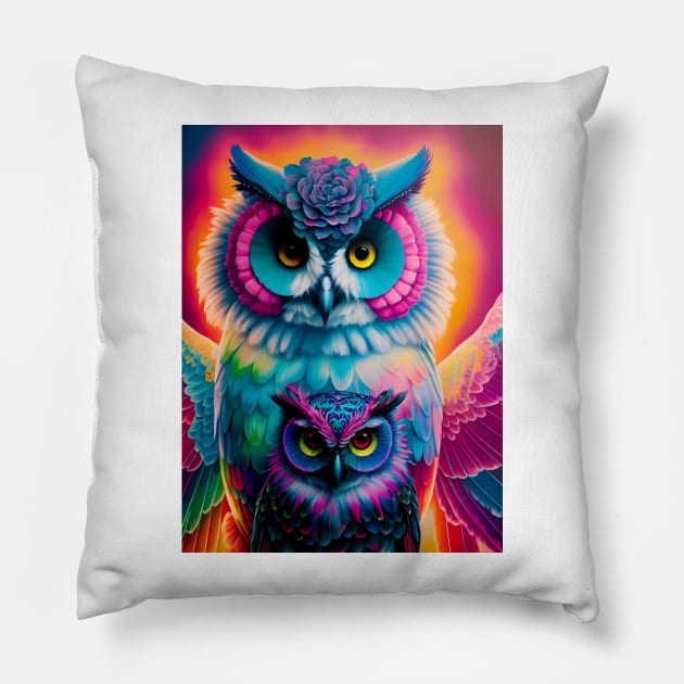 Fluffy Owl Pillow by Grafititee