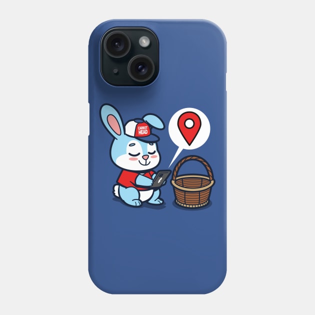 Funny Cute Kawaii Techie Easter Bunny Using GPS Original Cartoon Phone Case by BoggsNicolas