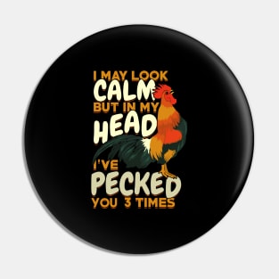 Funny Backyard Chickens Rooster Farmer Gift Pin