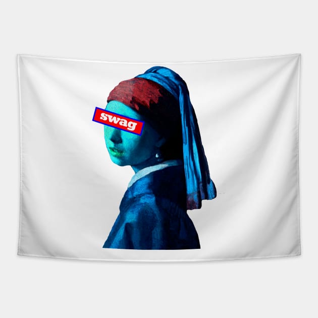 girl with a pearl earring Tapestry by denpoolswag