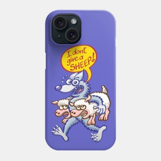 Terrific wolf making puns by saying that he doesn't give a sheep Phone Case
