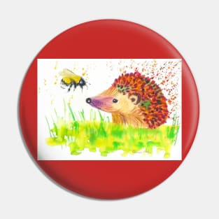 Hedgehog and a bumble bee Pin