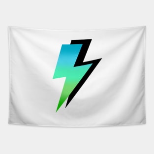 Blue to Green and Black Lightning Bolts Tapestry