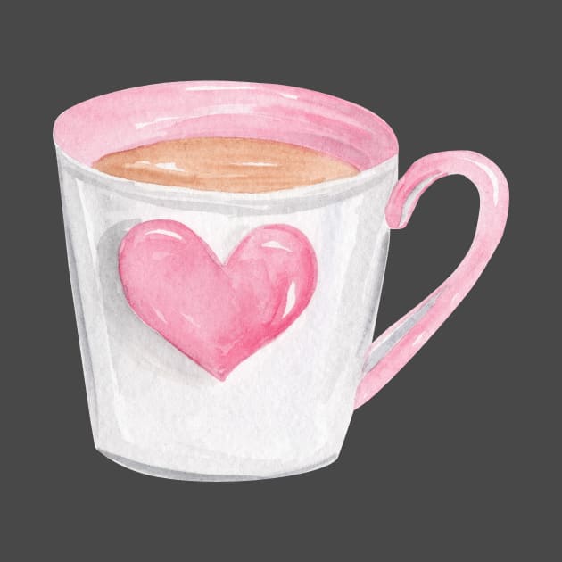 Cup of coffee with pink heart by DreamLoudArt