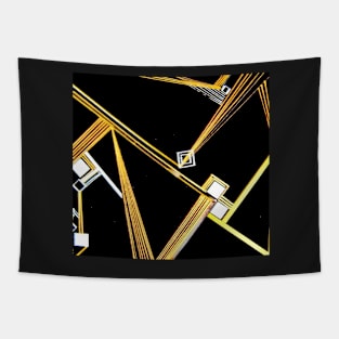 BLACK GOLD GEOMETRIC ART DECO MOD DESIGN Tapestry