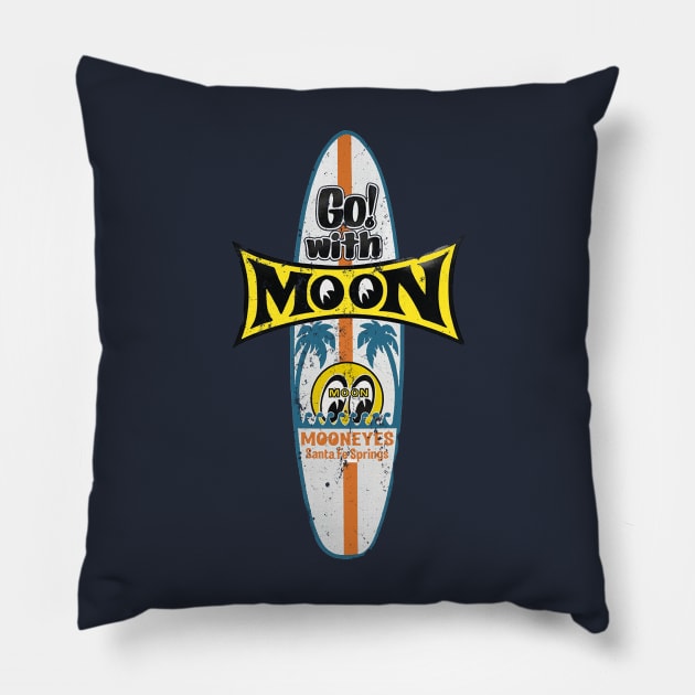 Surf Moon Pillow by retrorockit