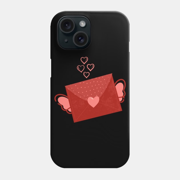 Cute Flying Love Letter with Hearts for Couples or Friends Phone Case by mschubbybunny