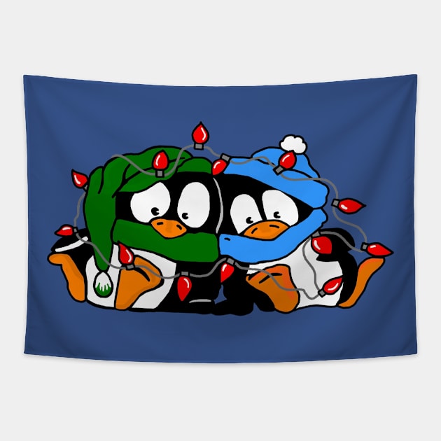 Christmas Penguin Pals Tapestry by imphavok