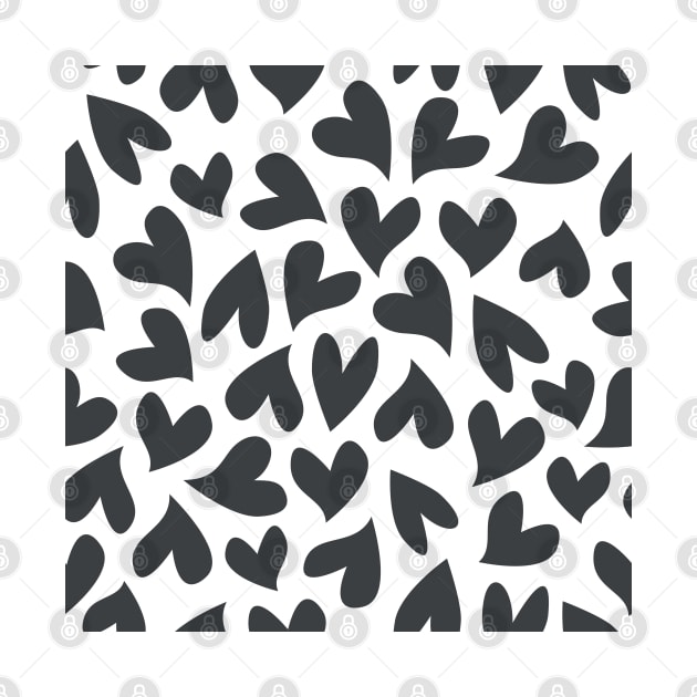 Black and white seamless hearts pattern by kallyfactory