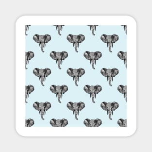 Grey African Elephant Heads Pattern Magnet