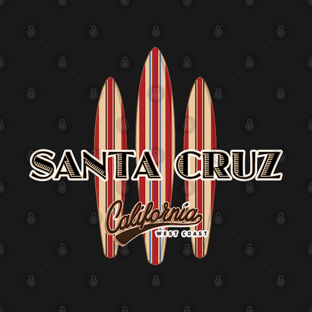 Santa Cruz California with three Surfboards Fan Logo Pack Sticker Drk by PauHanaDesign