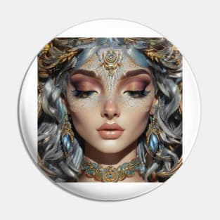 Dreamy Portrait of Owl Goddess Pin