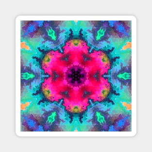 Psychedelic Mandala Flower Pink Blue and Green Magnet