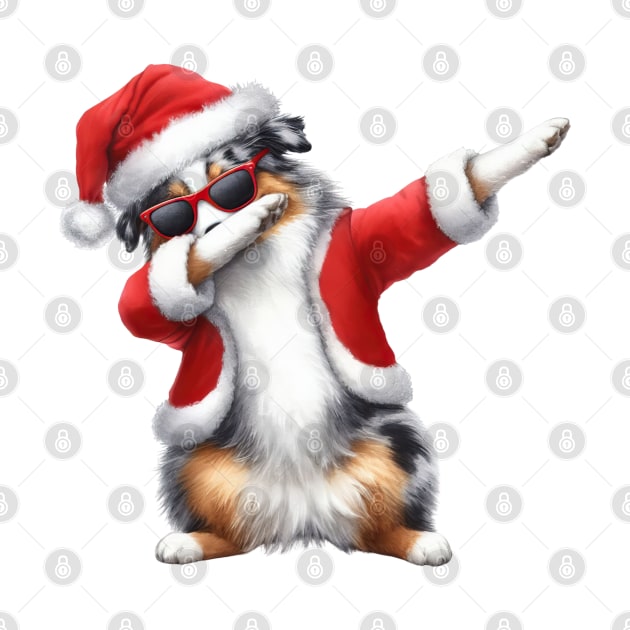 Christmas Australian Shepherd Dog Dabbing Dance by Chromatic Fusion Studio