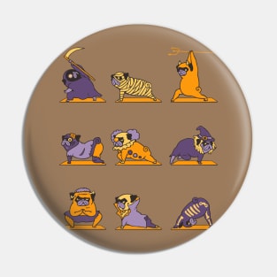 Pug Yoga Halloween Monsters Pin