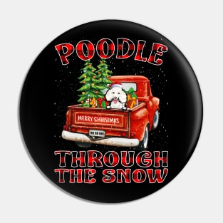 Christmas Poodle Through The Snow Dog Santa Truck Tree Pin